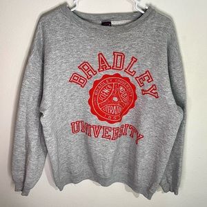 Vintage 80s Jansport Bradley University Gray Crewneck Sweatshirt Mens 2XL
